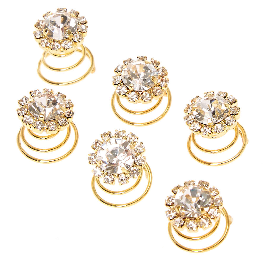 Gold Pave Crystal Hair Jewels Set of 6 Gold Pave Crystal Hair Jewels Set of 6