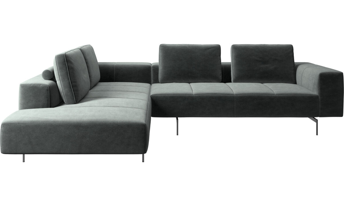 Modulare Sofas - Amsterdam Ecksofa mit Loungemodul - Gr&uuml;n - Stoff