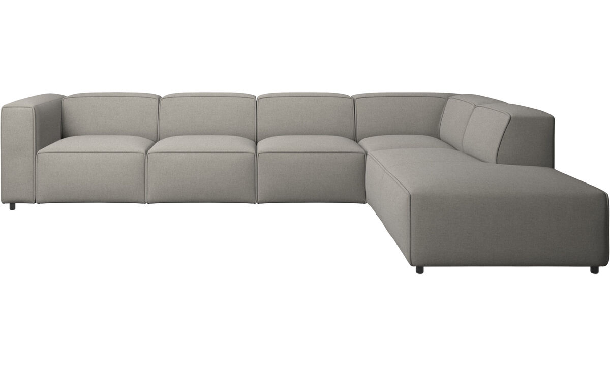 Modulare Sofas - Carmo Ecksofa mit Loungemodul - Grau - Stoff