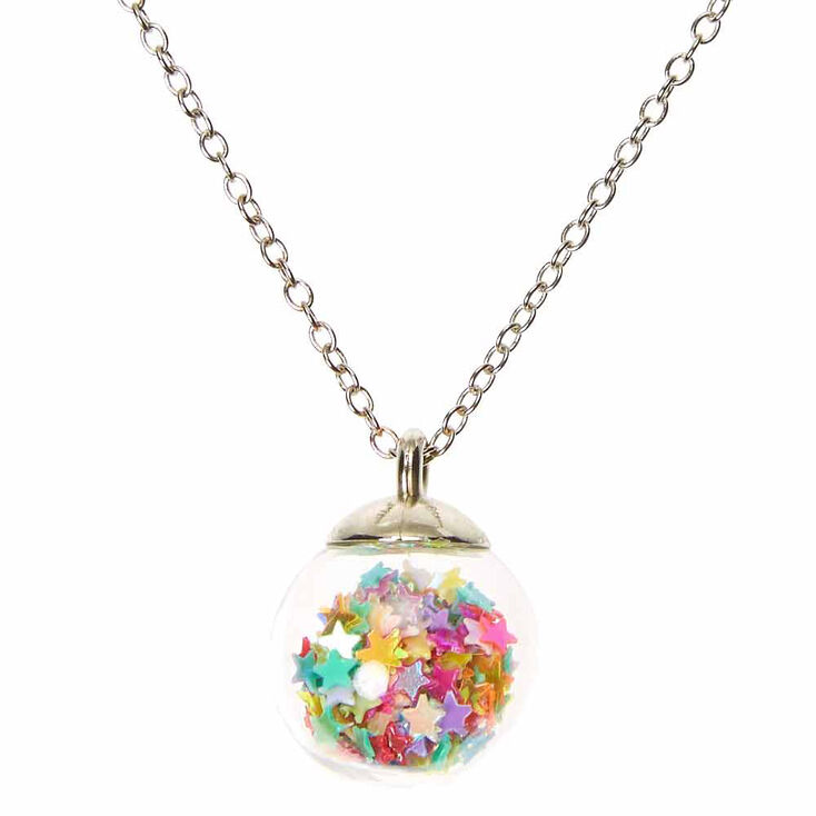 Rainbow Star Confetti Shaker Bead Pendant Necklace Claire's US